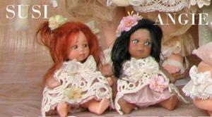 Susi and Angie, Collectible Porcelain Dolls - Dolls Porcelain Favors - Dolls porcelain bisque Montedragone, height 11 cm.
