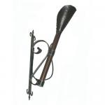 Medieval - Medieval Objects - Medieval Objects - Medieval Torch faithful reproductions of wrought iron torch for use as a wall lamp, made from painted and turned wooden handle, a cap crowned with burnished wrought iron that houses the headquarters for an electric bulb,