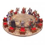 Medioevo - Miniature Storiche - La magnifica scena della Tavola Rotonda con i dodici cavalieri. Altezza dei cavalieri: 10 cm circa.
Diametro della base della Tavola Rotonda: 39 cm.