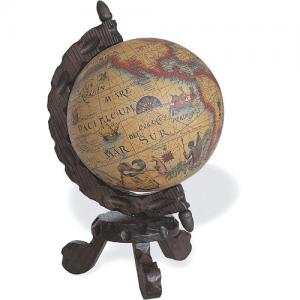 Antique globe (large), Medieval - Medieval Objects - Medieval Objects - Globe wooden reproduction of an ancient map.
