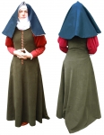 Medioevo - Abbigliamento medievale - Costumi Medievali Donna - Veste femminile, databile intorno al 1460, (abito verde con maniche rosse)