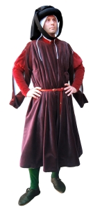 Abito da ricco borghese, Medioevo - Abbigliamento medievale - Costumi Medievali (uomo) - Abito completo in stile italiano, francese o fiammingo (1440-1500 circa).