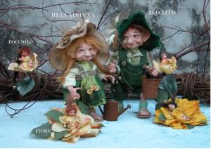 Aconite, Porcelain Fairy Dolls - Porcelain Gnomes - Height: 32. Character porcelain bisque Montedragone