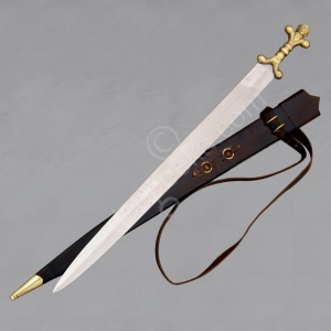 Celtic Long Sword, Swords and Ancient Weapons - Medieval Swords - Celtic Long Sword with scabbard, The sword comes with a matching Leather Sheath with wood and a sword belt.
Length 114 cm.