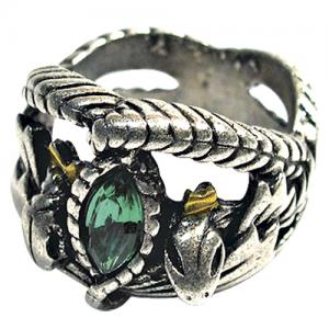 The Aragorn Ring, World Cinema - The Lord of the Rings - Jewellery - Gold and Silver - The Aragorn Ring, Known as the Ring of Barahir, the Aragorn Ring in the film trilogy The Lord of the Rings. Sterling silver, accented in gold and set with a green crystal. Comes complete with a rich wooden collector's box.