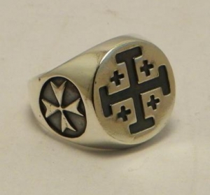 Ring Jerusalem Cross, Jewellery - Templar Medieval - Ring Jerusalem cross, made &#8203;&#8203;of silver, is suitable for most measures.
