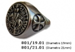 Gioielli - Gioielli Templari medievali - Anello Sigillo Templare - Anello Sigillo Templare, realizzato in metallo con bagno in argento.
