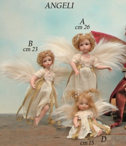 Angelo A, Porcelain Fairy Dolls - Porcelain Angels Dolls - Character handmade porcelain bisque. Height: 26 cm. Available with painted eyes.