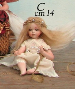 Algelo C - porcelain doll, Porcelain Fairy Dolls - Porcelain Angels Dolls - Character collectible porcelain bisque, Height: 14cm sitting.