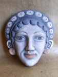 Terrecotte Pompei Ercolano Museum - Raffigurazione da Antefissa Etrusca sec.IV a.C., scultura in terracotta, maschera Etrusca da impiegare come elemento di arredo. L'originale proviene da Roma, sec.IV a.C.