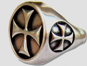 Templar Seal Ring, Jewellery - Templar Medieval - Ring Templar Order, made in metal with silver bath.