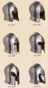 Barbute Helmet, Sallet to Venetian, Armours - Medieval Helmets - Barbute Helmet, called sallet to Venetian, attached to the head and ribs marked by a median line between the front and neck.