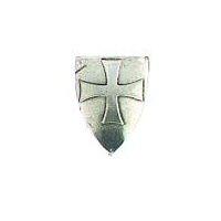 Crusade Pin, Jewellery - Templar Medieval - Pewter pin depicting a shield with a cross drawn, teaches traditional monastic orders of knights Templars, Hospitallers and Teutonic.