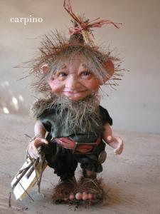 Elf Doll: Carpino, Porcelain Fairy Dolls - Porcelain Fairies Elves - Elf Doll: Carpino, bisque porcelain personage,  Height: 18 cm, handmade doll,