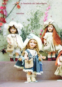 Bambola Caterina A, Bambole porcellana da collezione - Bambole porcellana Montedragone - Bambola da collezione Montedragone in porcellana di Bisquit, Altezza 40 cm