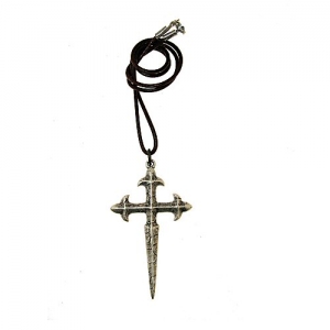 Pendant Cross of Santiago, Jewellery - Templar Medieval - The Cross of Santiago, it's the emblem of the military/monastic order of Santiago also known as Order of Saint James of Compostela. Silver Plated.