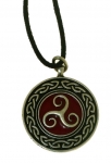 Jewellery - Celtic Jewellery - Triskele, enameled metal pendant with cord. Diameter 3.2 cm,