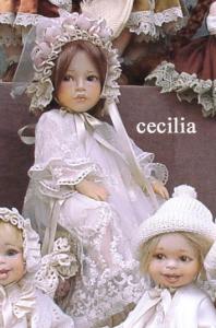 Cecilia - bambola in porcellana, Bambole porcellana da collezione - Bambole porcellana Montedragone - Bambola snodata in porcellana di Biscuit - Collezione Montedragone. Altezza: 43 cm.
