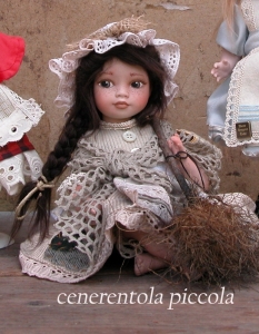 Cinderella Porcelain Doll (small), Collectible Porcelain Dolls - Dolls Porcelain Fairy Tales - Cinderella (small), porcelain bisque doll with painted eyes. Height 22 cm.