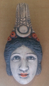 Cerere di Aquileia - Dea Fortuna, Terrecotte Pompei Ercolano Museum - Maschera di divinità romana, la Cerere era una divinità della terra e della fertilità sec.I a.C., scultura in terracotta, l'originale proviene da Aquileia (Friuli).