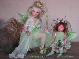 Chlorophyll, Porcelain Fairy Dolls - Porcelain Fairy - Porcelain Fairies - Fairy Sculpture, handcrafted porcelain doll Biscuit. Height: 35 cm. Collection Montedragone.