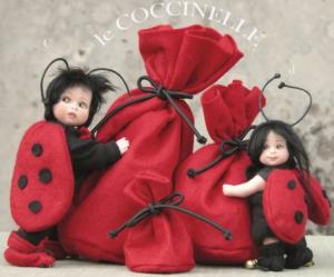 Small ladybugs, Porcelain Fairy Dolls - Porcelain Fairies Elves - Porcelain personages (bisque) collection Montedragone, The price refers to a single doll,
