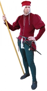 Completo stile italiano XV sec, Medioevo - Abbigliamento medievale - Costumi Medievali (uomo) - Abito completo B (1440-1480) disponibile anche in parti singole.