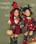 Porcelain Fairy Dolls - Porcelain Fairies Elves - Dolls Elves: pair of mushrooms: He - She, bisque porcelain personage, Height: 33/42cm, handmade doll, The price refers to a single doll,