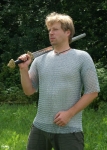 Armours - Medieval Body Armour - Haubergeon - Chainmail, This chainmail-shirt is shaped like a modern T-Shirt: short in length and short-sleeved.
Well-priced and less in weight it is a perfect shirt for beginners.