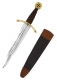 Swords and Ancient Weapons - Daggers and Sabres - This decorative Knights Templar dagger features an EN45 spring steel blade with a wide fuller. The edges are not sharpened and the blade's full tang is threaded to the pommel. The wooden core grip is elaborately bound in braided brown leather. The cross guard and the octagonal pommel are crafted from solid brass and adorned with enameled red crosses.