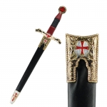 Swords and Ancient Weapons - Templar Swords - Templar Dagger steel, decorated with characteristic symbols of the Knights Templar, steel blade with laser etchings, complete scabbard length: 47 cm