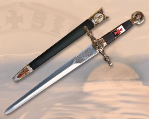 Templar dagger, Swords and Ancient Weapons - Templar Swords - Templar dagger decorated with symbols characteristic of the Templars, steel blade and sheath.
