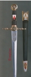 Spade e Armi antiche - Spade Templari - Daga Templare decorata con simboli caratteristici dei templari, lama in acciaio e fodero.