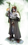 Medieval - Medieval Clothing - Medieval Fantasy Costumes - Costume Druid, in the showed outfit you can see clearly the impressive ceremonial hood and gown. The used colours are the same of the tree bark. The strong material are perfect for the wild life of the forest guardian.