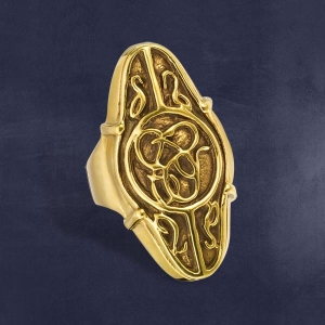 Anello di Eirond, Mondo del Cinema - Hobbit Gioielli - Anello di Eirond, Anello Argento placcato Oro, serie Hobbit, viene fornito con cofanetto in legno da collezione Hobbit.
