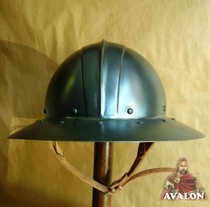 Century Arms Hat, Armours - Medieval Helmets - Hat tile iron round, ribbed in the middle with a band of riveted steel reinforcement and broad-brimmed, used in medieval times.