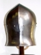 Armours - Medieval Helmets - Barbute Helmet, called sallet to Venetian, attached to the head and ribs marked by a median line between the front and neck.