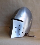 Armours - Medieval Helmets - Medieval Combat Helmet with hinged visor. Openable also from the bottom. equipped with adjustable leather inner shell to be worn comfortably.