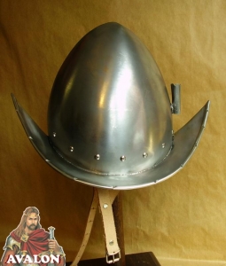Pointed Helmet Morion, Armours - Medieval Helmets - Pointed Helmet Morion, fully worn by infantry, armor, skull-profile sleeve, but without crest terminating in a tip with narrow straight brim.