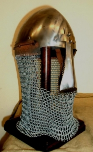 Norman Nasal Helmet, Armours - Medieval Helmets - Norman Nasal Helmet with nasal removable, chainmail (IX - XIII Century), used in the Middle Ages. Made entirely of wrought iron hand.