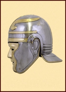 Roman Face Helmet - Roman Cavalry helmet, Ancient Rome - Roman Helmets - Roman Face Helmet, Roman Cavalry helmet solid brass face mask hinged at the top Made of steel with brass accents cheek pieces that fully cover ears.
