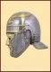 Ancient Rome - Roman Helmets - Roman Face Helmet, Roman Cavalry helmet solid brass face mask hinged at the top Made of steel with brass accents cheek pieces that fully cover ears.