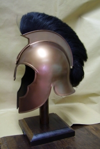 Elmo Troy, Antica Roma - Armatura Greca - Elmo di Achille in metallo pienamente indossabile. Dimensioni del solo casco: 22 x 29 x 36 cm