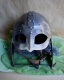 Armours - Medieval Helmets - Viking Helmet Gjermundbu and chainmail drape in Steel; Leather Trim. Viking helmet with a metal mask to protect the eyes and nose, made entirely of iron, handmade with the application of a headset.