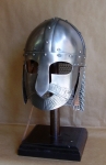 Armours - Medieval Helmets - Norman Helmet semi-spherical, with a metal mask to protect the eyes and nose, made entirely of iron, handmade with the application of a headset.