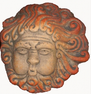 Eolo, Maschera Terracotta, Terrecotte Pompei Ercolano Museum - Riproduzione in terracotta della maschera di Eolo rislente al sec.I d.C., scultura in terracotta.