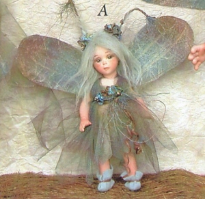 Fairy Moth, Porcelain Fairy Dolls - Porcelain Ethnic Dolls - Character porcelain bisque, Montedragone collection, height: 18 cm.