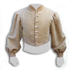 Farsetto Bardo, Medioevo - Abbigliamento medievale - Costumi Fantasy Medievali - Farsetto Bardo corto, chiusura frontale con bottoni, manica rigonfia con polsino.
