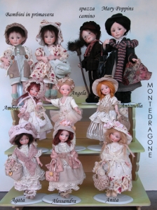Anita, Angela, Antonella, Alessandra, Agata, Ambra, Collectible Porcelain Dolls - Porcelain Dolls (New) - Collectible dolls porcelain bisque, height 21 cm.(8.3 in)