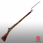 Medieval - Firearms - Guns - The "Brown Bess" flintlock musket constituted the backbone of the weaponry of the Britannic army starting from the second half of the XVIIIth century, overall lemght 150 cms. bayonet lenght 40 cms.